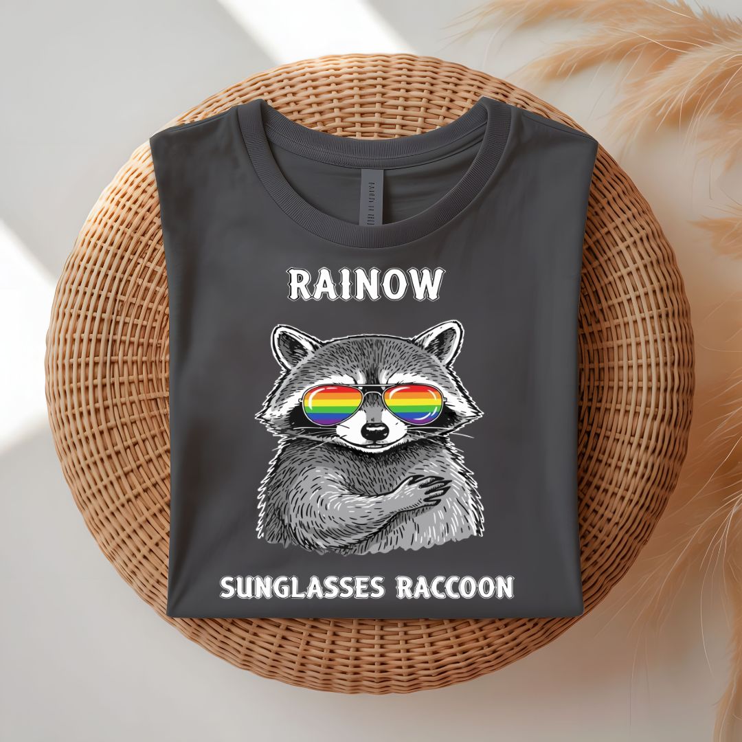 Rainbow Sunglasses Raccoon pride trash panda t-shirt
