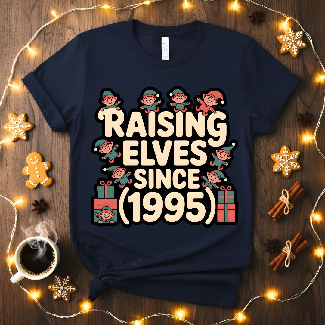 Raising Elves Since 1995 Funny Family Christmas T-Shirt