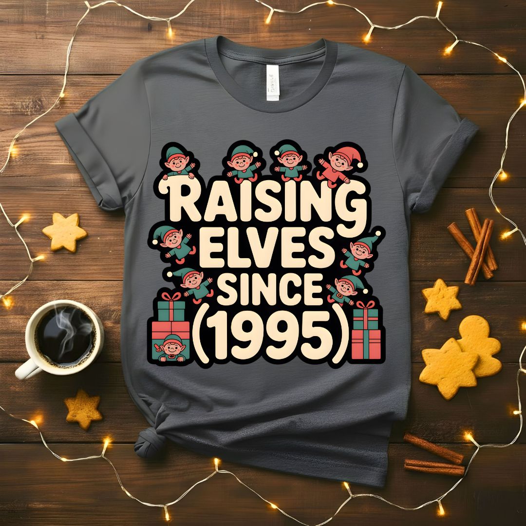 Raising Elves Since 1995 Funny Family Christmas T-Shirt