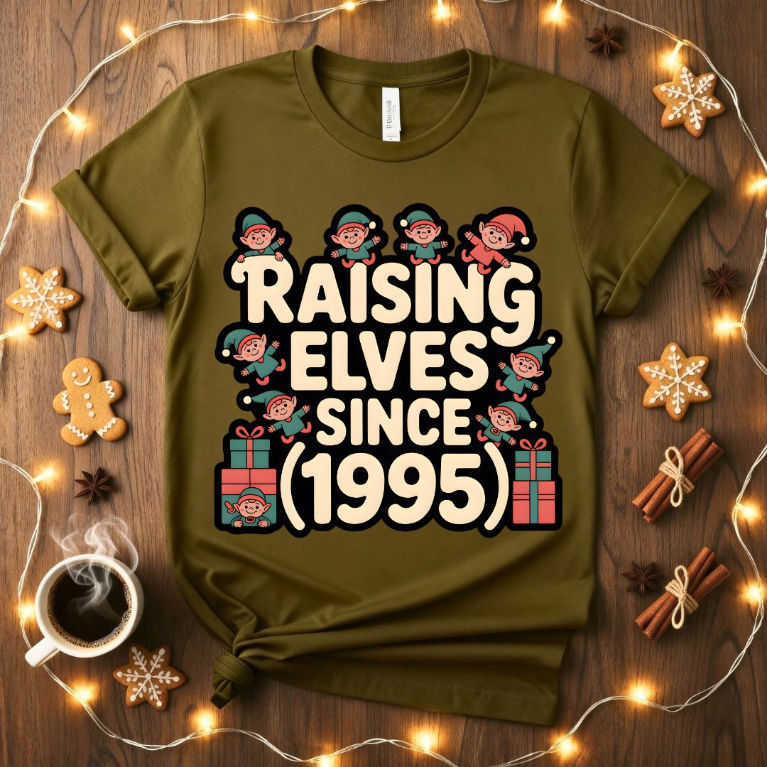 Raising Elves Since 1995 Funny Family Christmas T-Shirt