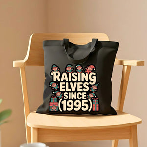 Raising Elves Since 1995 Personalized Family Tote Bag