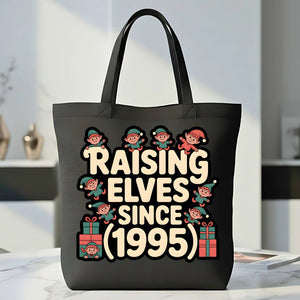 Raising Elves Since 1995 Personalized Family Tote Bag
