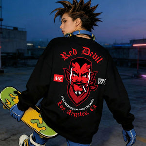 Graphic red devil urban streetwear sweatshirt unisex