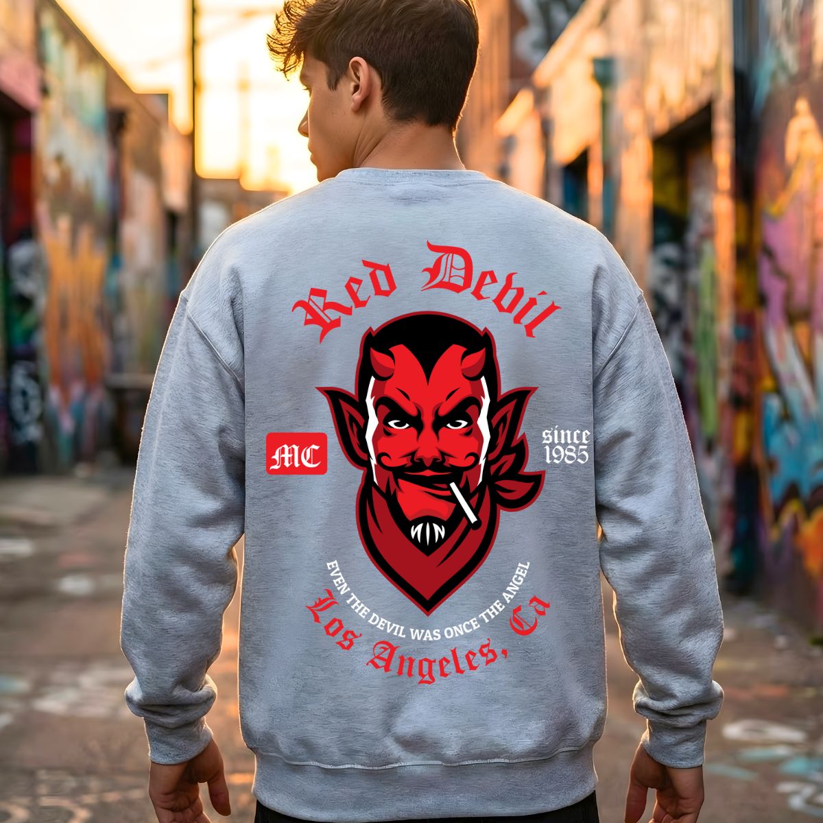 Graphic red devil urban streetwear sweatshirt unisex