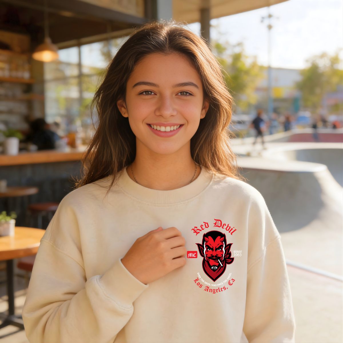 Graphic red devil urban streetwear sweatshirt unisex