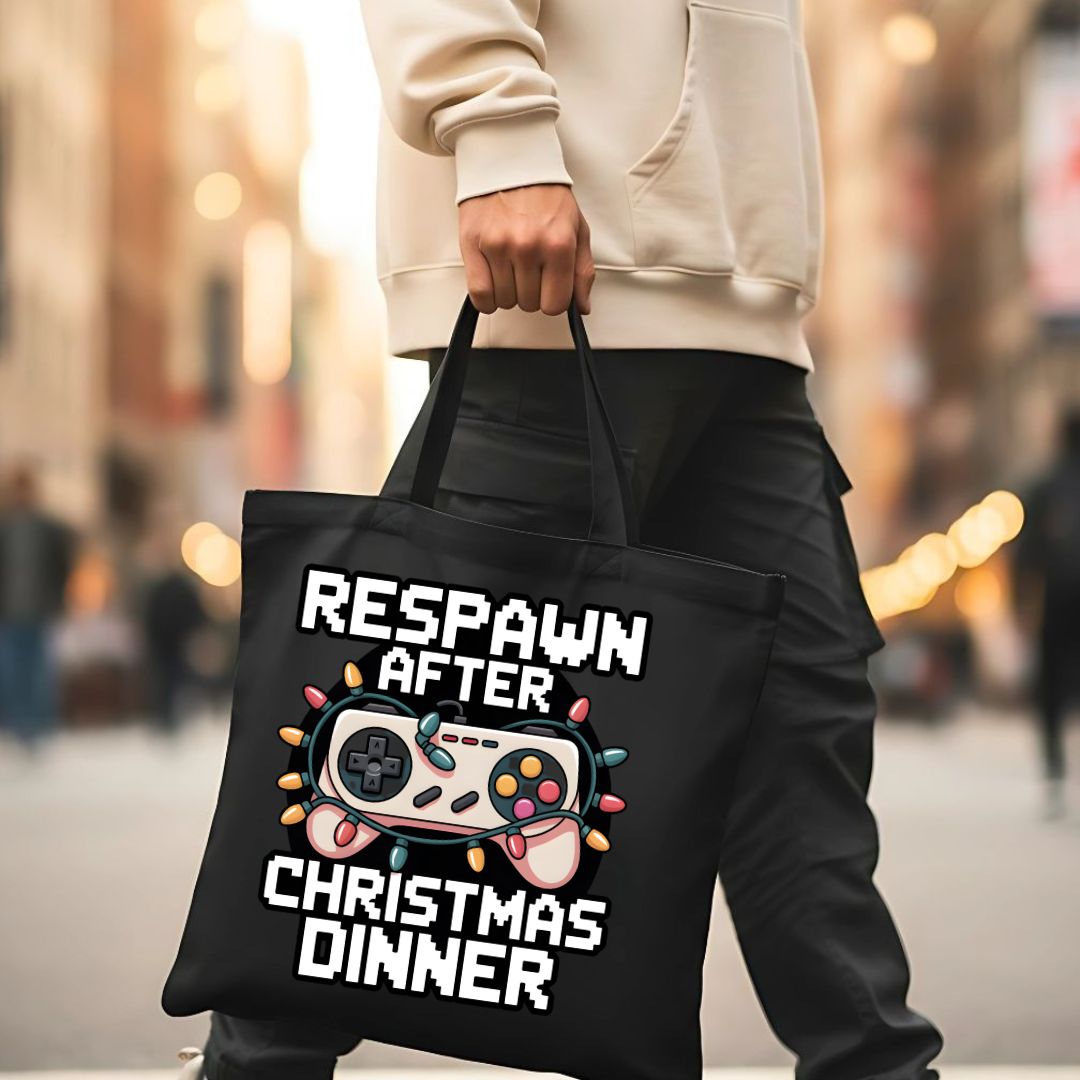 Respawn After Christmas Dinner Funny Gamer Tote Bag