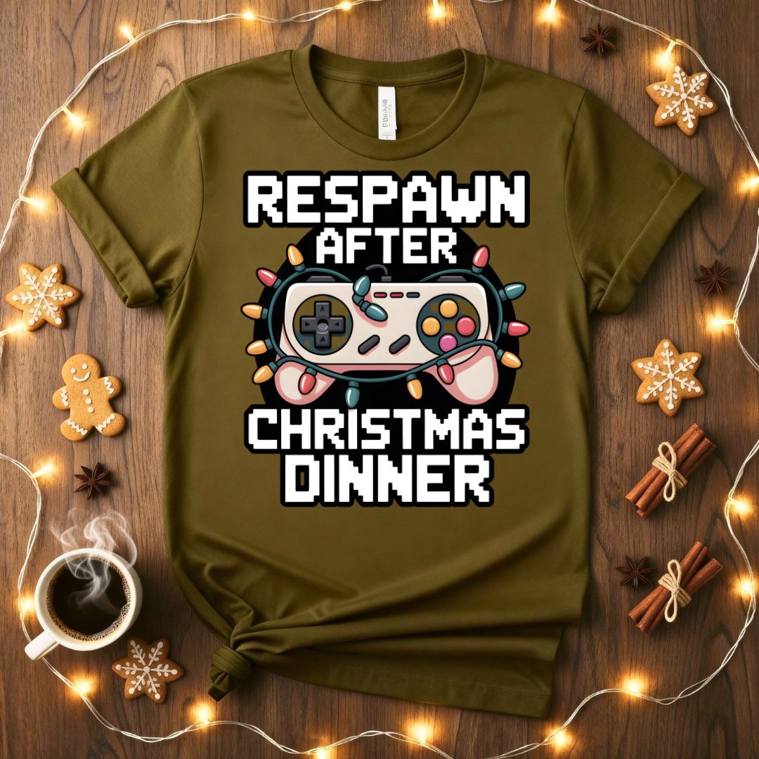 Respawn After Christmas Dinner funny gamer t-shirt