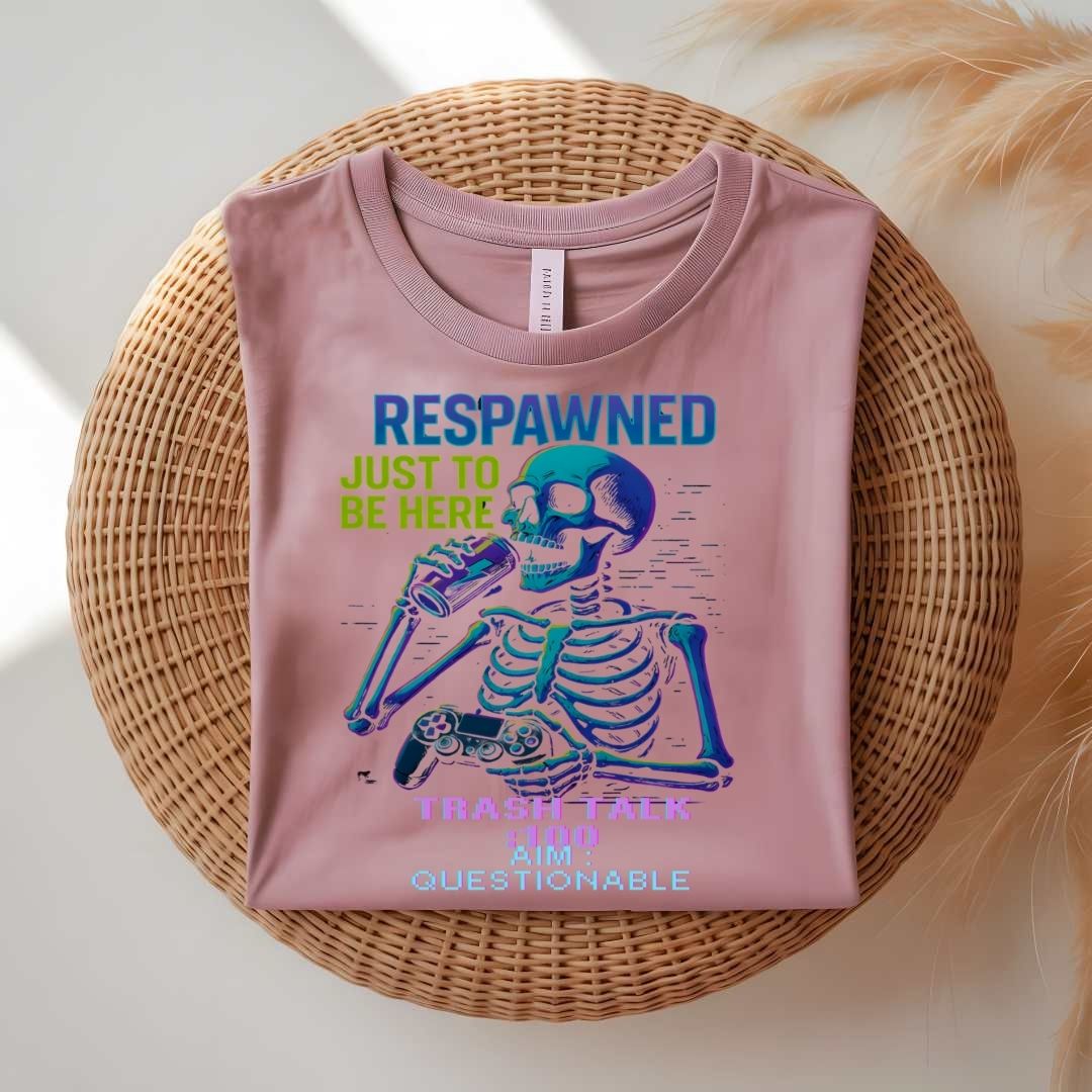 Respawned Meme Funny T-Shirt with bold gamer text
