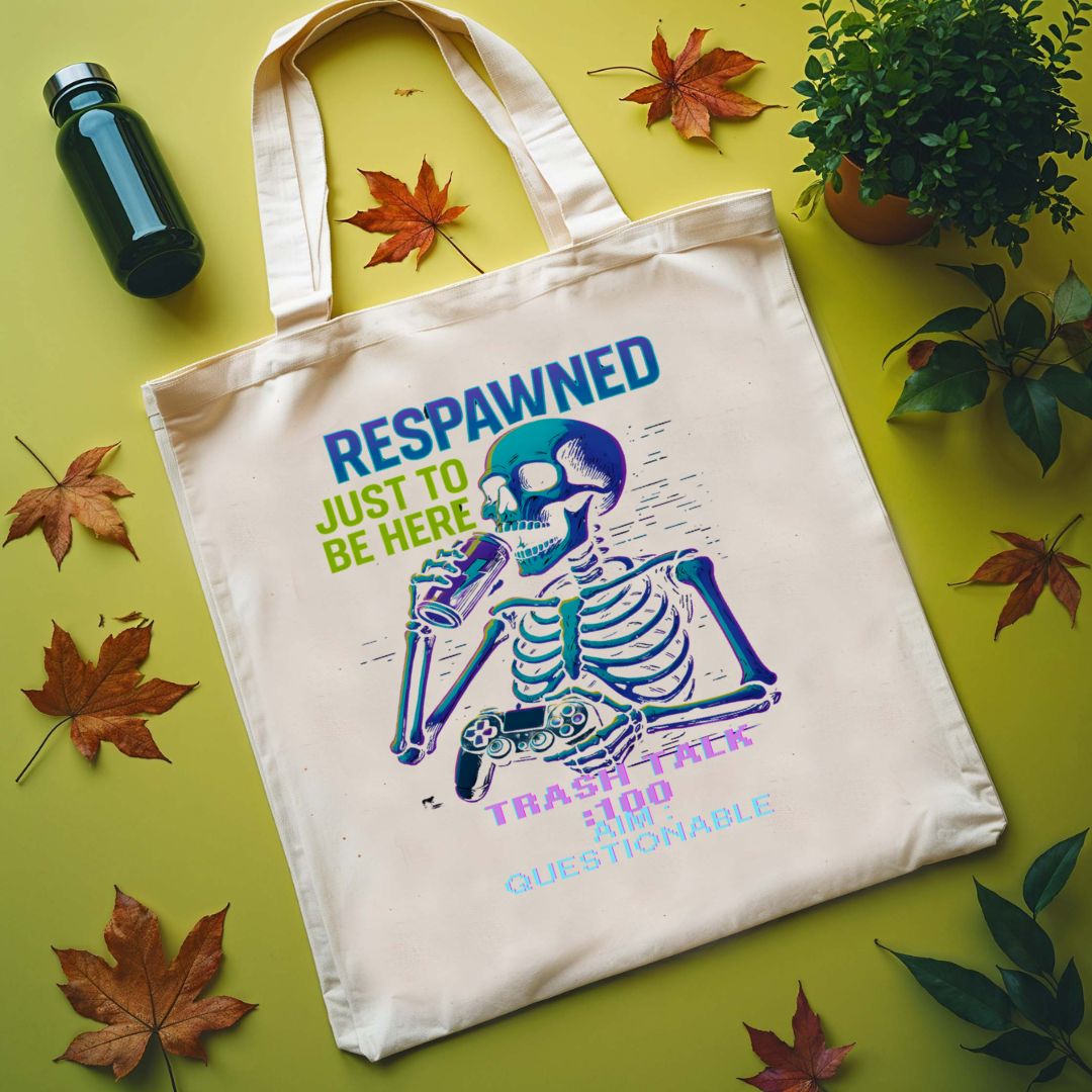 Respawned Tote Bag with bold typography design