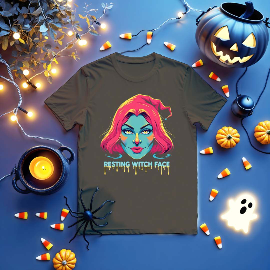 Funny Halloween t-shirt with bold witch typography design”

Summon the power of sarcas