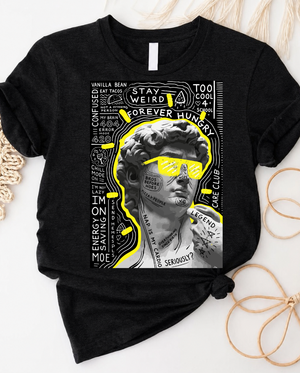 Retro graffiti david statue t-shirt with vintage street art design