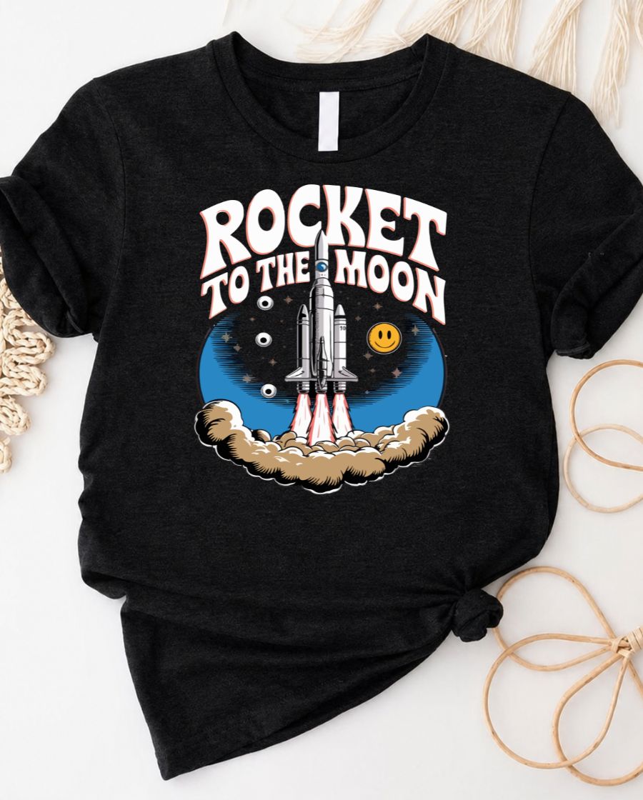 Rocket to the moon space lover's t-shirt with classic rocket graphic