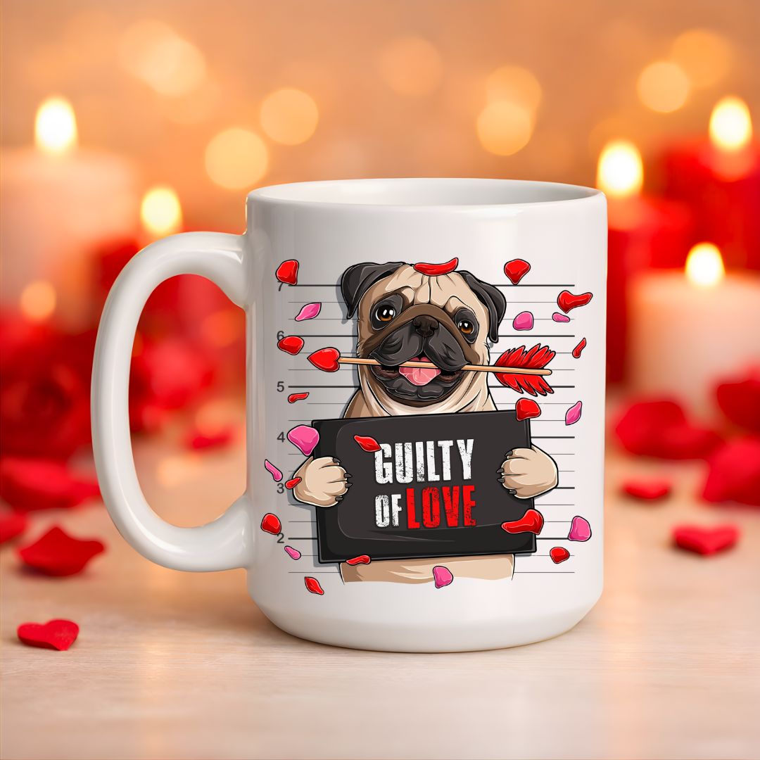 Dog lovers Valentine’s Day ceramic mug with love themed design