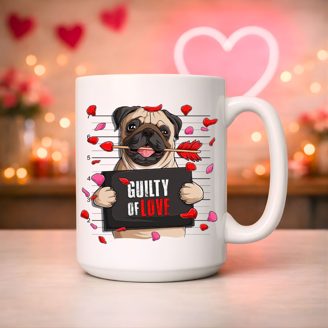 Dog lovers Valentine’s Day ceramic mug with love themed design
