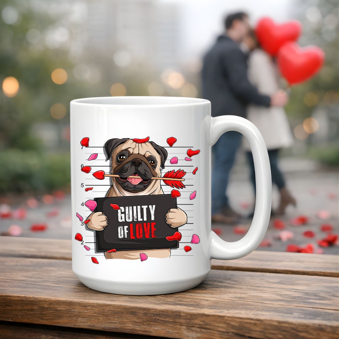 Dog lovers Valentine’s Day ceramic mug with love themed design