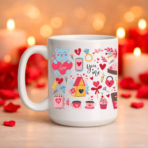 Romantic You and Me Valentine’s Day coffee mug for couples