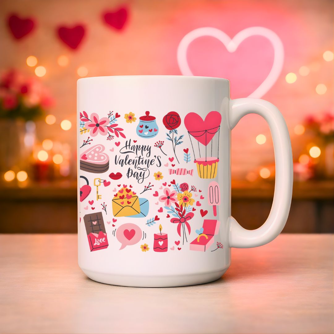 Romantic You and Me Valentine’s Day coffee mug for couples