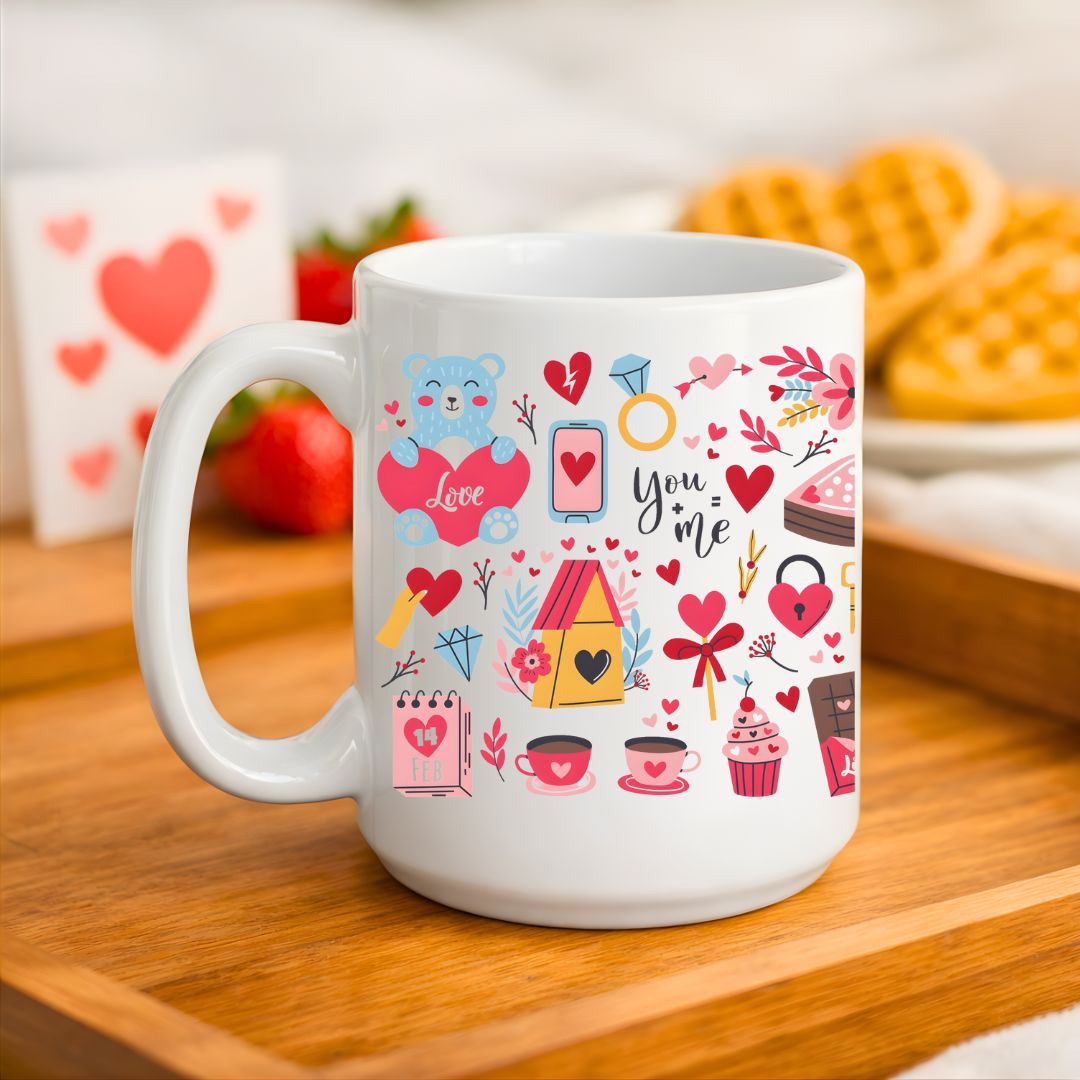 Romantic You and Me Valentine’s Day coffee mug for couples