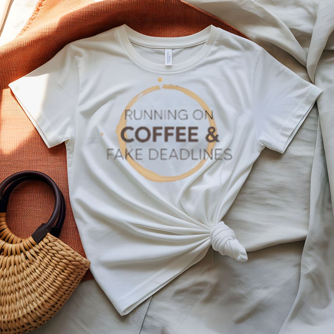 Running on Coffee Bold Humor T-Shirt for Caffeine Lovers