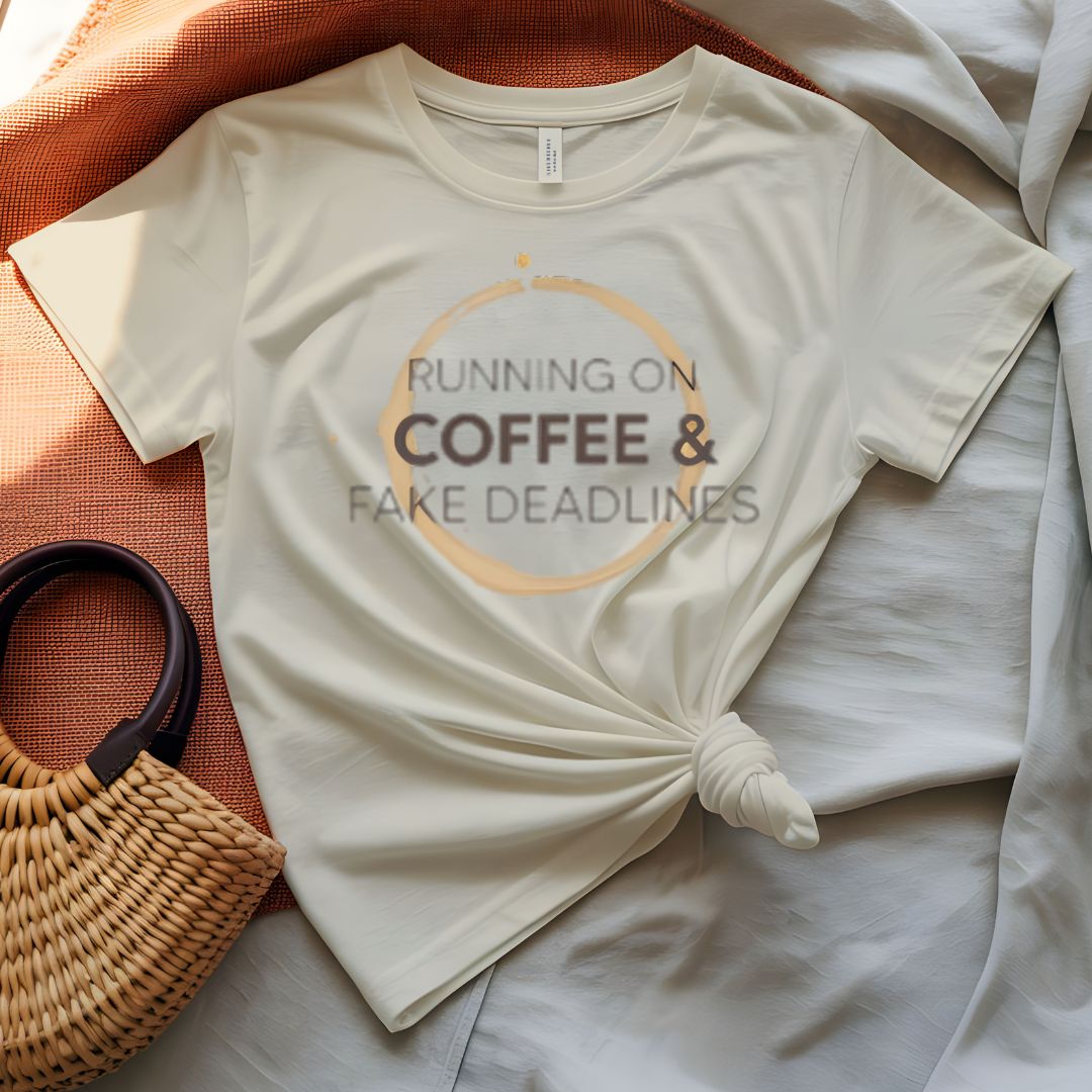 Running on Coffee Bold Humor T-Shirt for Caffeine Lovers