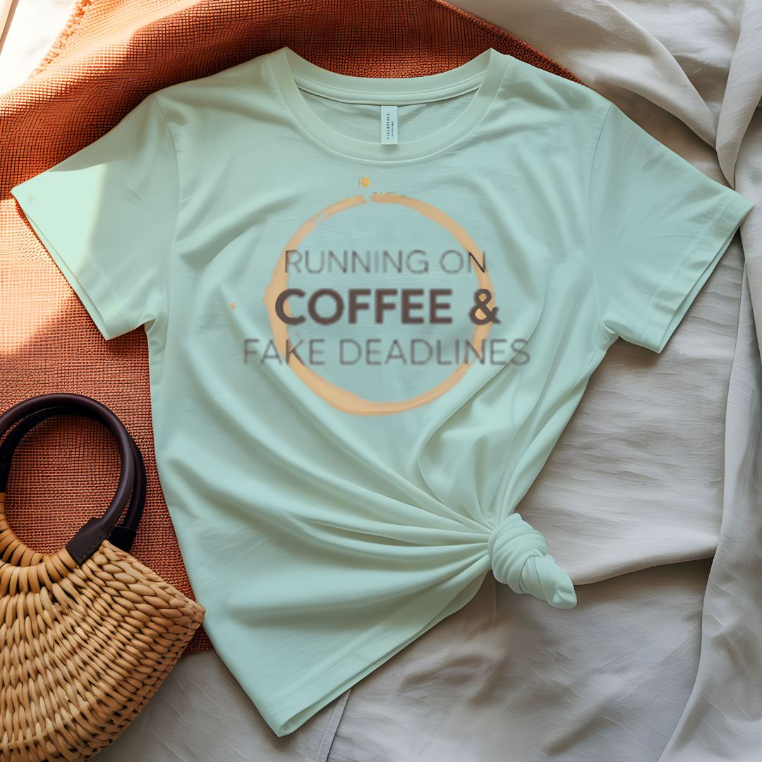 Running on Coffee Bold Humor T-Shirt for Caffeine Lovers
