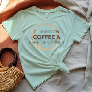 Running on Coffee Bold Humor T-Shirt for Caffeine Lovers