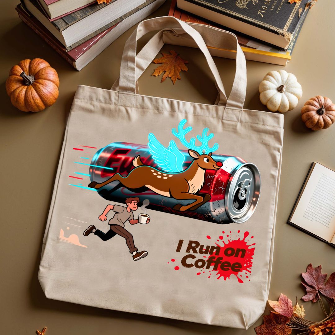 Run on Coffee funny caffeine fuel tote bag