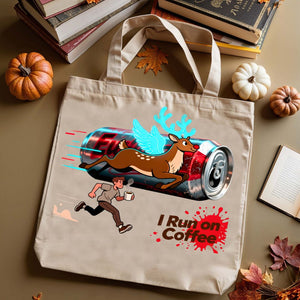 Run on Coffee funny caffeine fuel tote bag