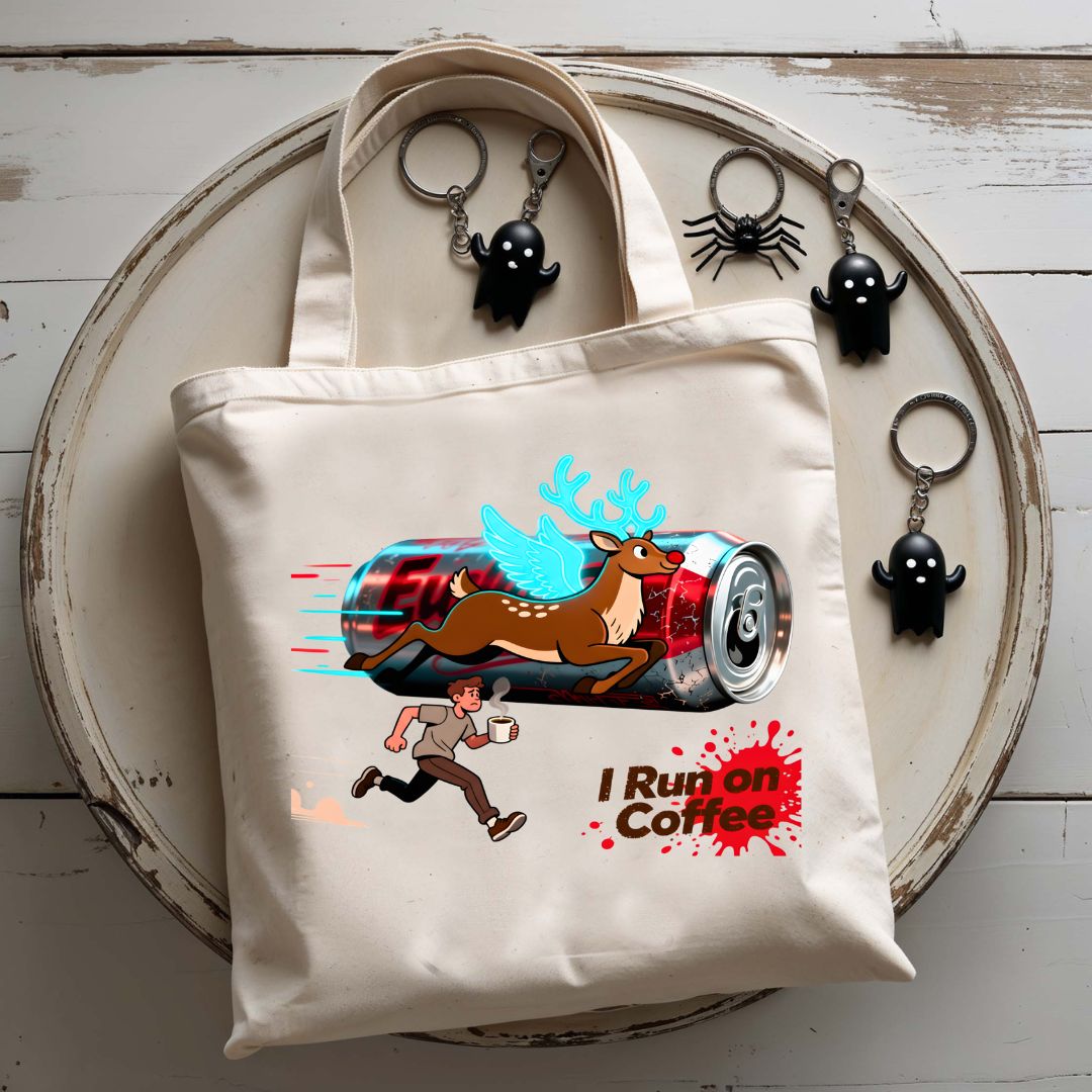 Run on Coffee funny caffeine fuel tote bag