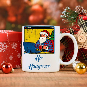 Santa Zoom Meeting Christmas Ceramic Mug – funny work-from-home meme mug featuring Santa in a virtual meeting, perfect holiday coffee cup by Memez.Store