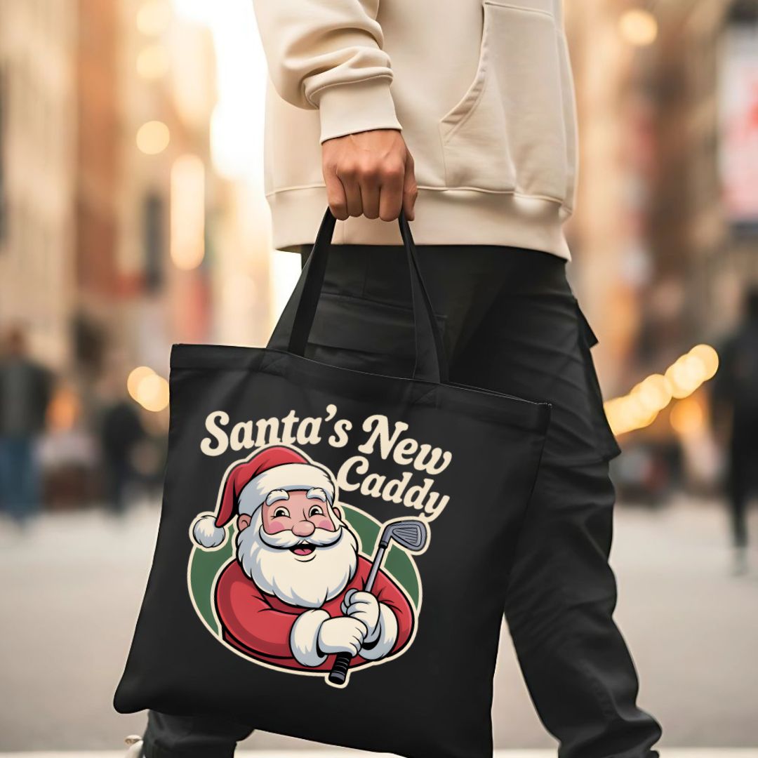 Santa's New Caddy Funny Golf Tote Bag