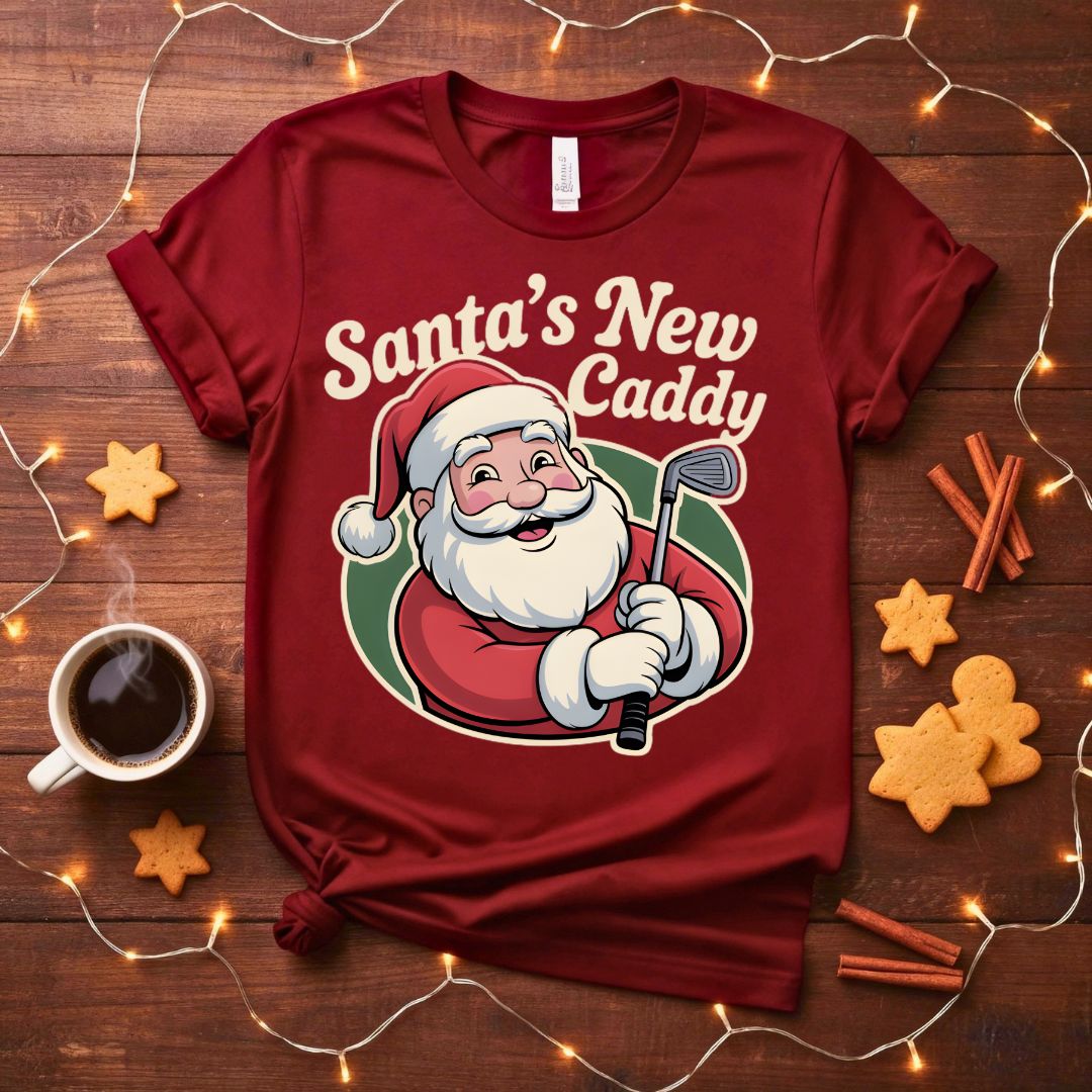 Santa's New Candy Golf Tee - Funny Golf Christmas Shirt