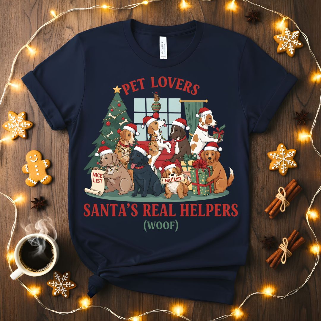 Santa's Real Helper funny pet lover Christmas t-shirt