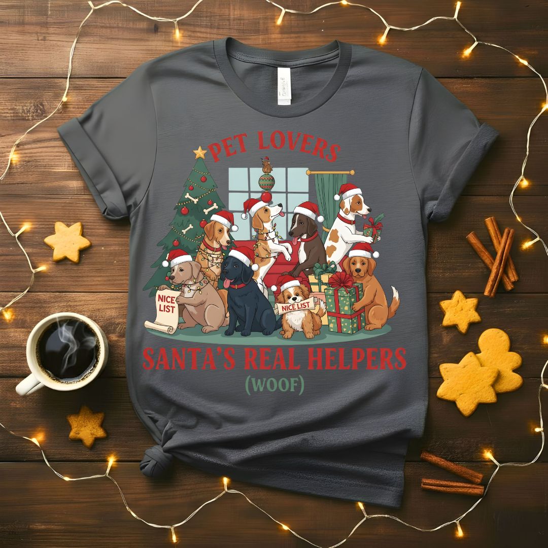 Santa's Real Helper funny pet lover Christmas t-shirt