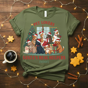 Santa's Real Helper funny pet lover Christmas t-shirt