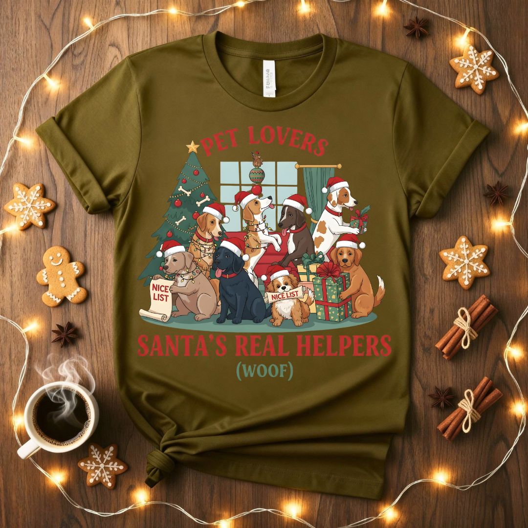 Santa's Real Helper funny pet lover Christmas t-shirt