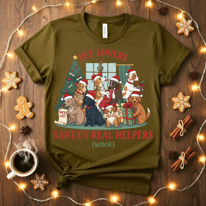 Santa's Real Helper funny pet lover Christmas t-shirt