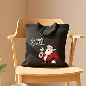 Santa's Secret funny Christmas chaos tote bag
