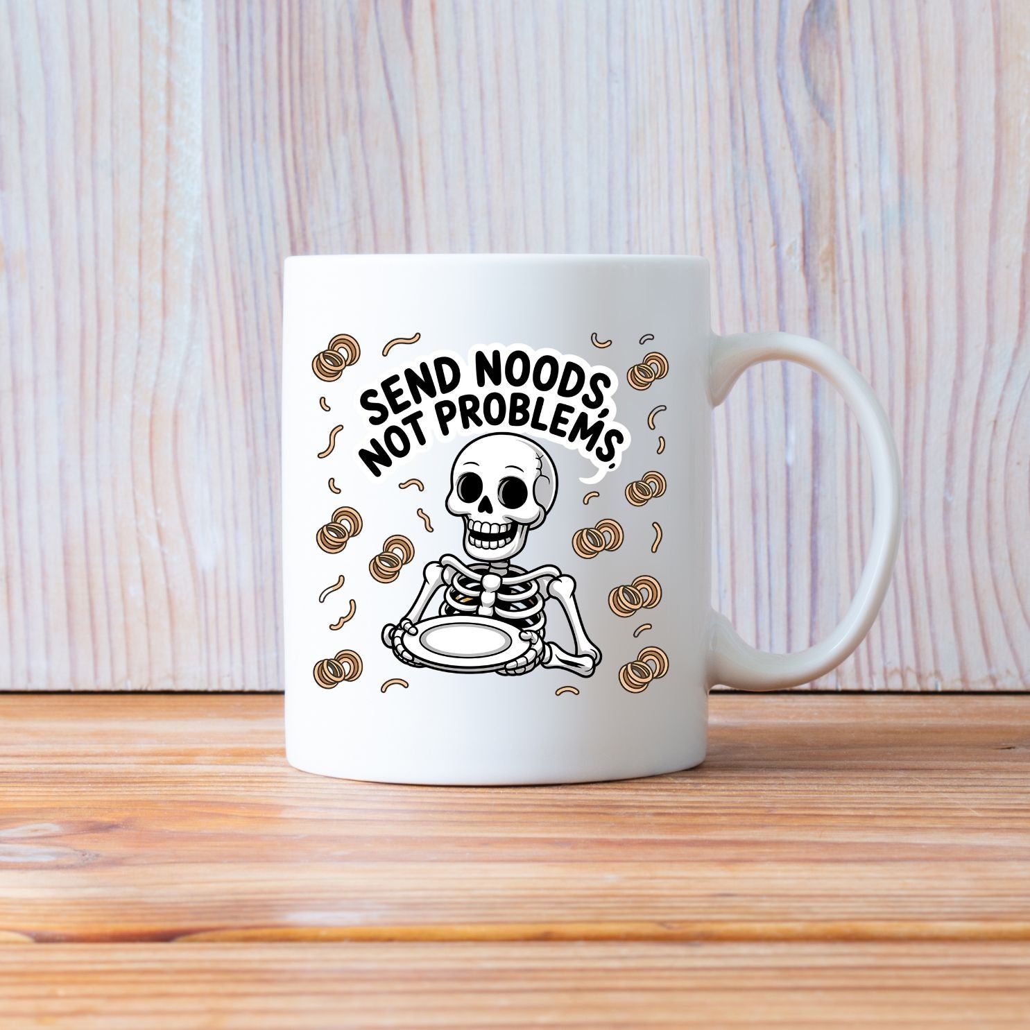 Noodle meme ceramic coffee cup on desk