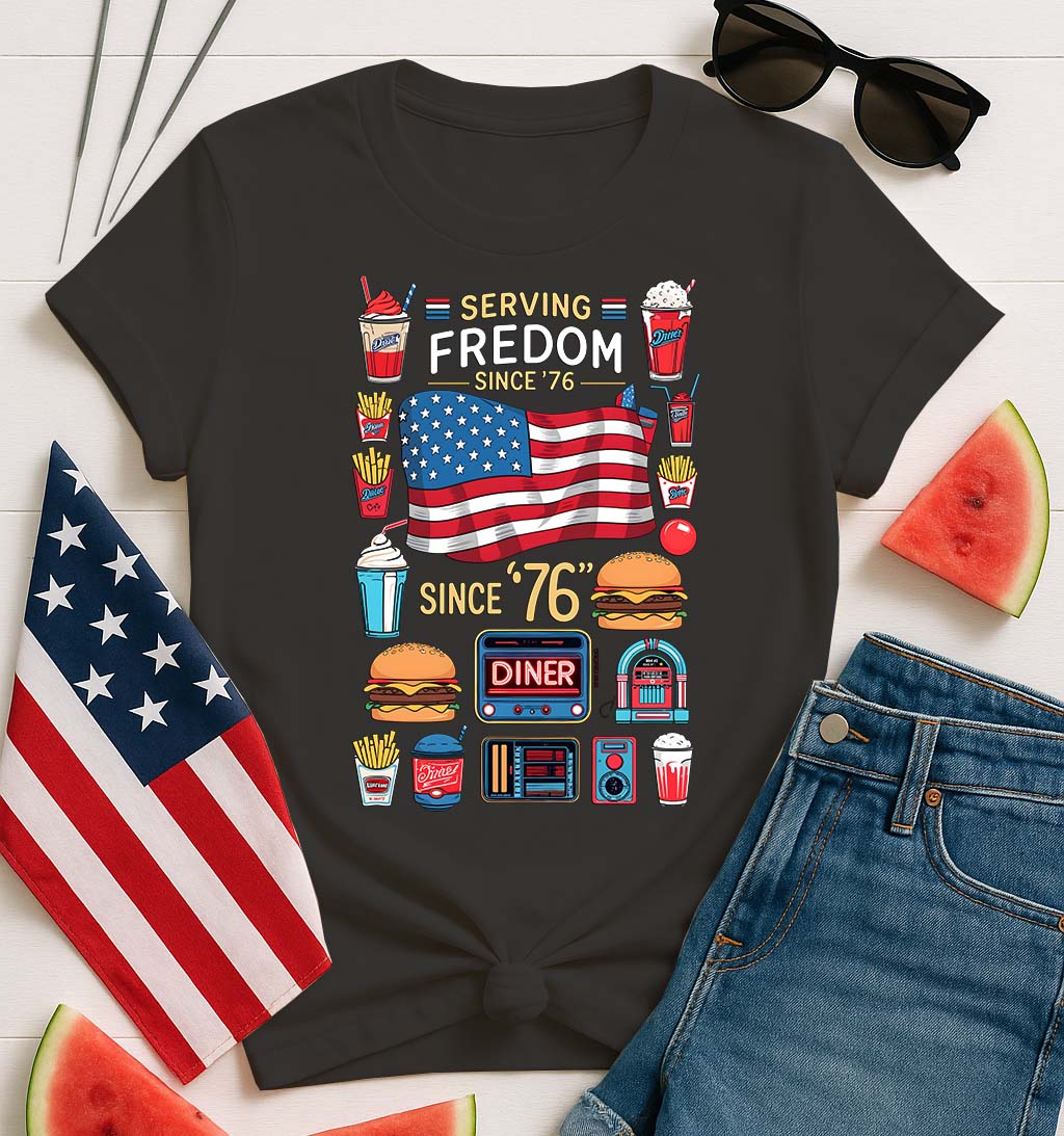 Serving Freedom Food Meme Tee – Funny Patriotic Food T-Shirt for July 4th BBQ by
