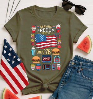 Serving Freedom Food Meme Tee – Funny Patriotic Food T-Shirt for July 4th BBQ by