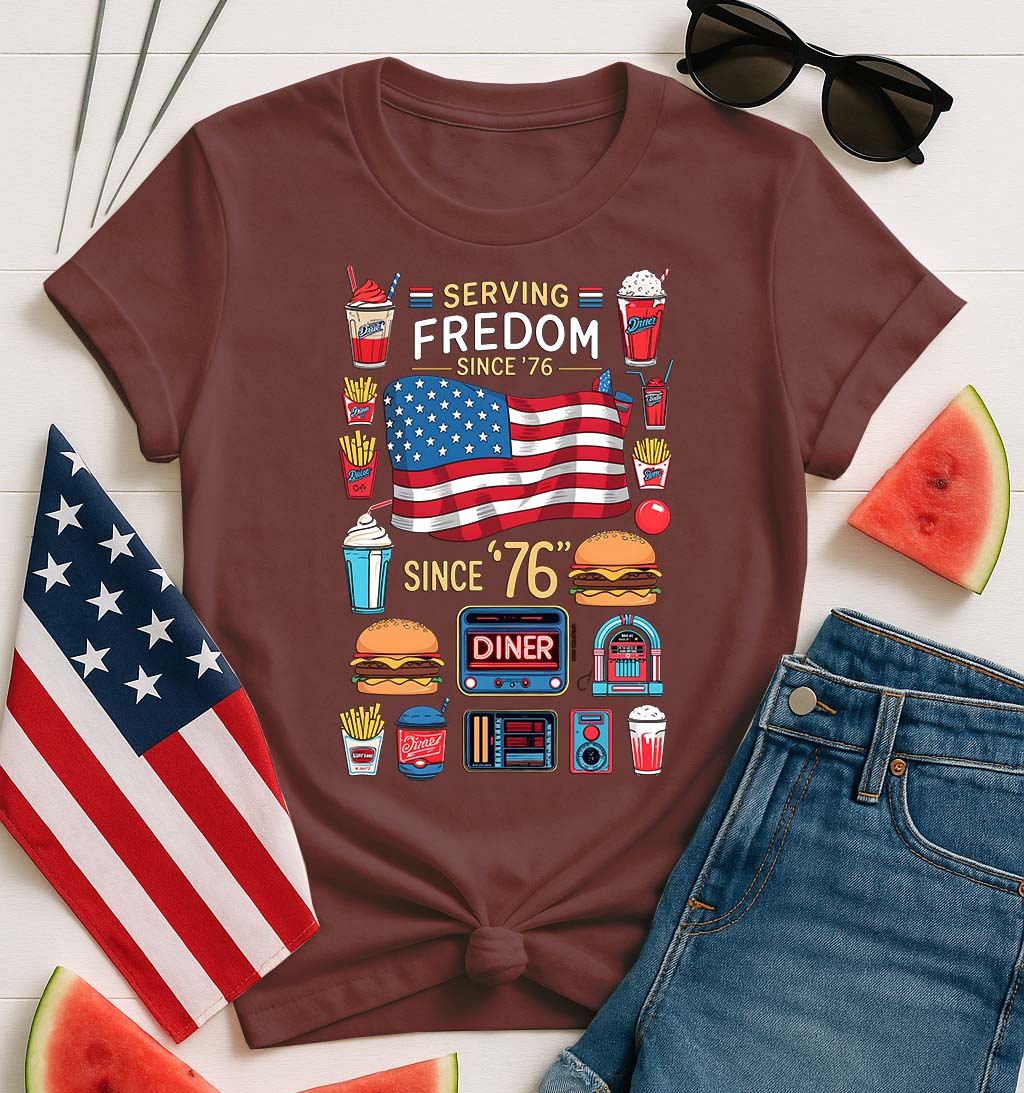 Serving Freedom Food Meme Tee – Funny Patriotic Food T-Shirt for July 4th BBQ by