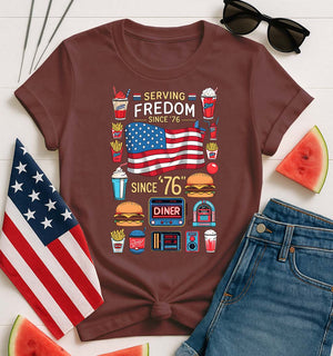 Serving Freedom Food Meme Tee – Funny Patriotic Food T-Shirt for July 4th BBQ by