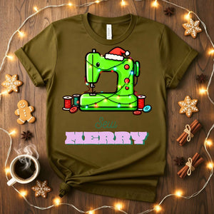Sew Merry Meme Funny T-Shirt with crafting pun design