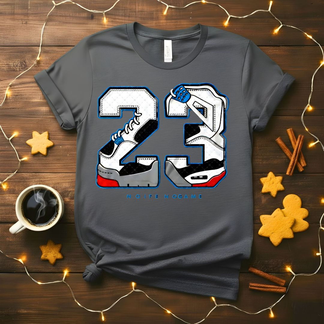 Shoes 23 Meme Funny T-Shirt with bold text design