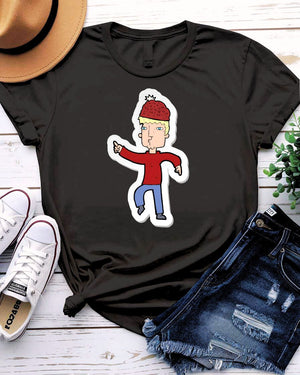 Single Man Streetwear Tee with lone grounded figure on model