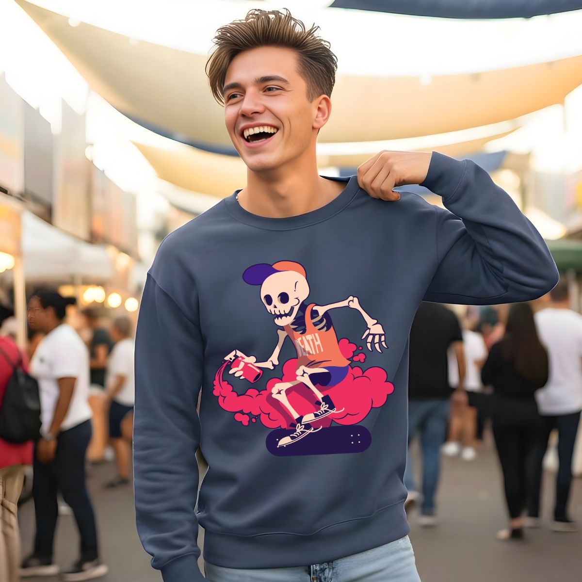 Graffiti bones graphic urban crewneck pullover