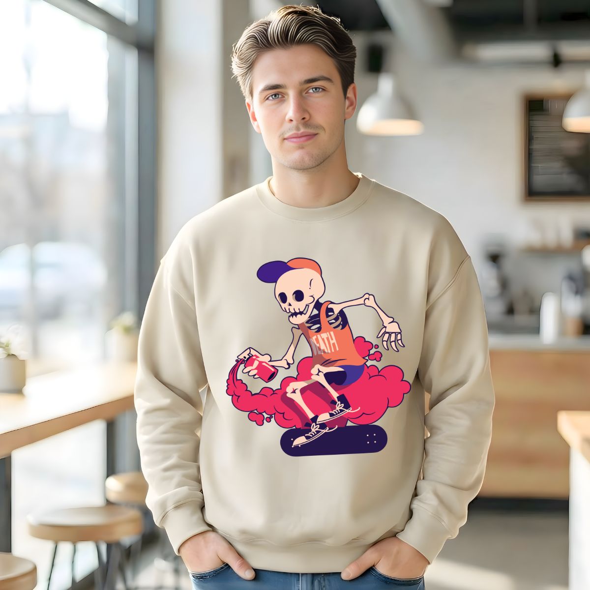 Graffiti bones graphic urban crewneck pullover