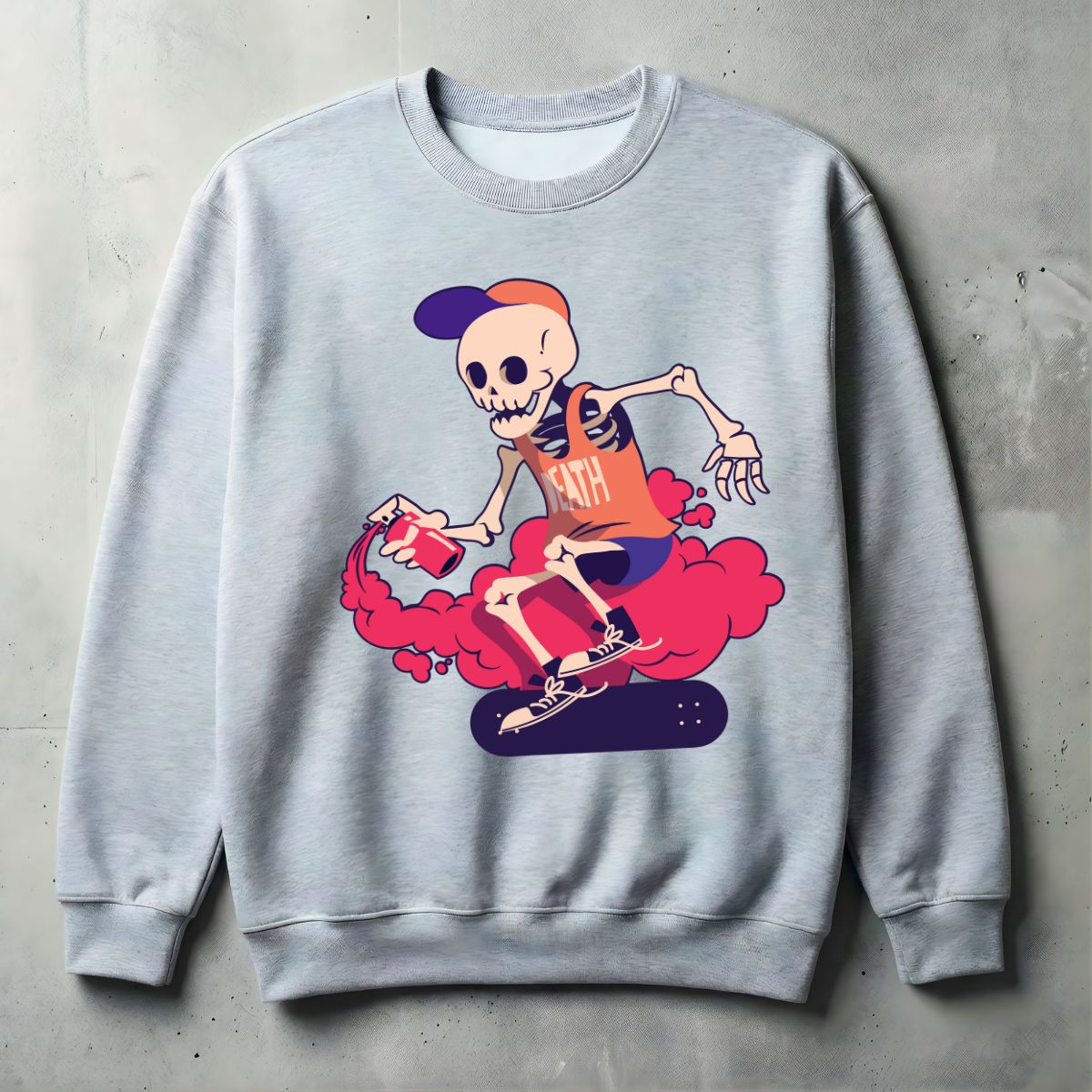 Graffiti bones graphic urban crewneck pullover