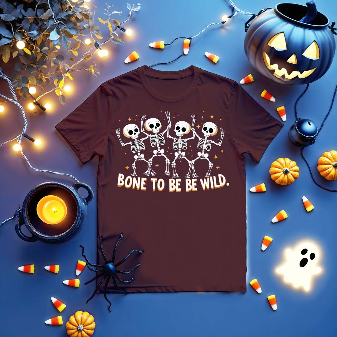 Funny Halloween tee modeled by both genders